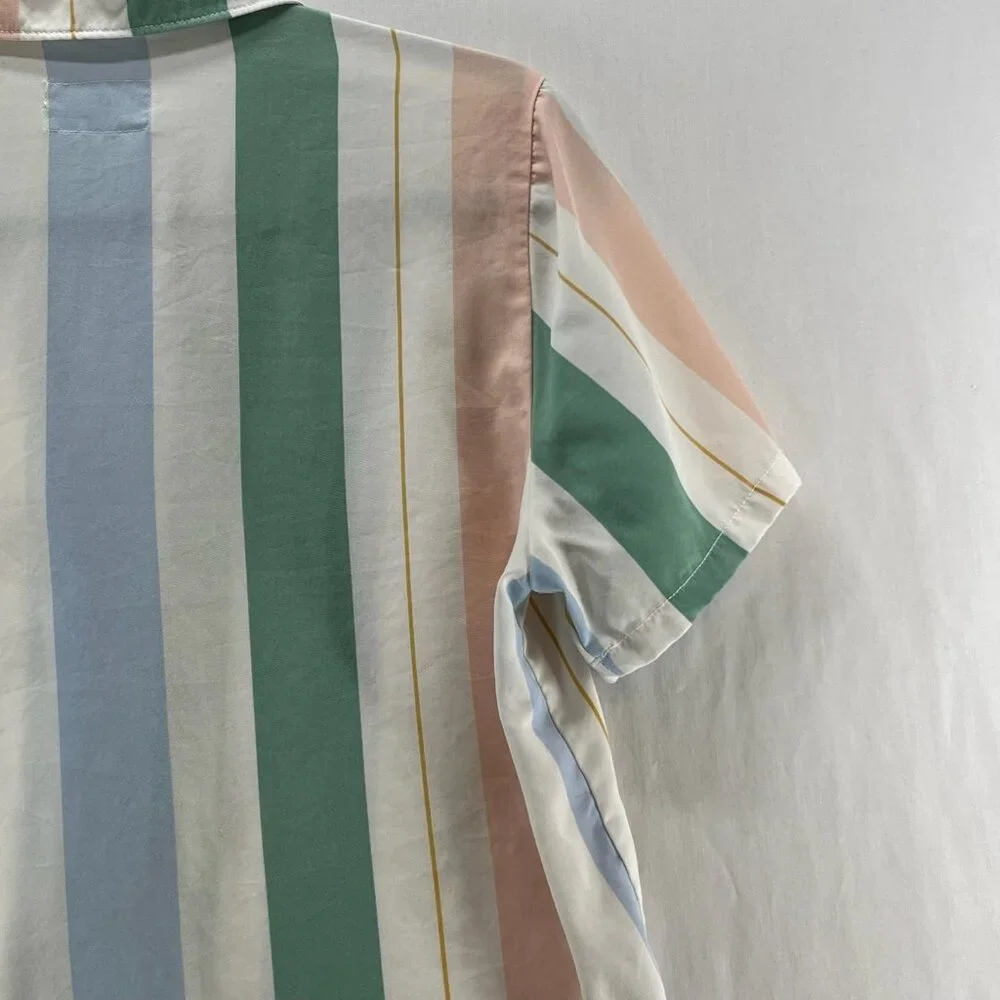 Marine Layer Doze Resort Shirt Womens XS Short Sleeve Pastel Striped Multicolor - Picture 7 of 9